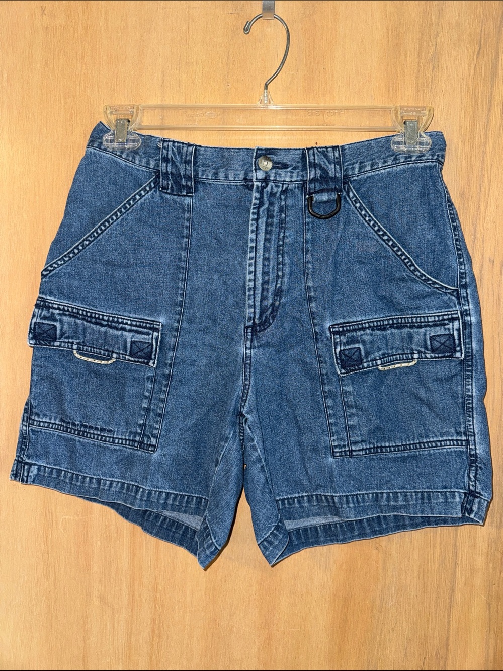 Vintage ‘90’s Columbia PFG %100 Cotton High-Rose Denim Cargo Shorts Medium